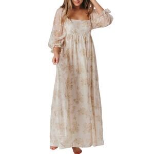 Storia Cream Floral Maxi Dress